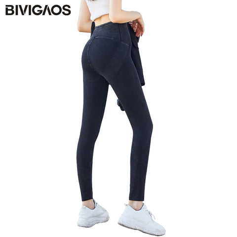BIVIGAOS Women Elastic Push Up Jeans High Waist Shaping Pencil Pants Slim Skinny Jeans Jeggings Sexy Leggings For Fitness
