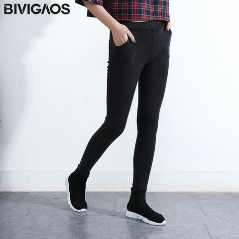 Women's Slanting Pocket Washed Jeans Leggings Pencil Pants Elastic Denim Leggings Skinny Jeans Jeggings Women Trousers