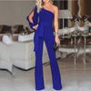 Fashion Red Tied One Shoulder Long Sleeve High Waist Jumpsuit Office Ladies Workwear Women Summer Party Elegant Jumpsuits