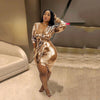 BKLD Short Wrap Metallic Dress Elegant Women Sexy V-neck Three Quarter Sleeve Bandage Bodycon Irregular Hem Mini Dresses