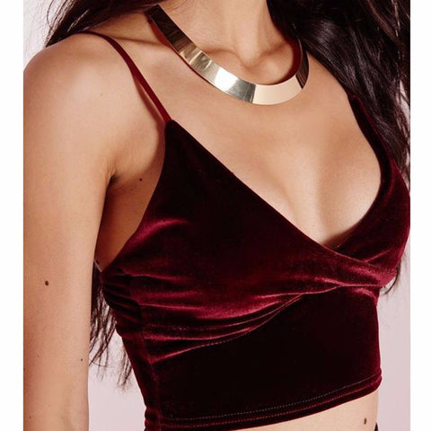 Flannel Camis Tops Female Sexy Cross Cropped Tops Mujer Women Summer Camisole Spaghetti Strap Tank Top Velvet Wine Red 2022