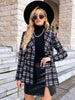 BKMGC Black Grey White Plaid Double Breasted Buttons Coat Women Blazer Suit Jacket 2023 Autumn Office Lady Daily Retro Outfit