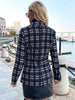 BKMGC Black Grey White Plaid Double Breasted Buttons Coat Women Blazer Suit Jacket 2023 Autumn Office Lady Daily Retro Outfit