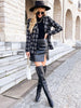 BKMGC Black Grey White Plaid Double Breasted Buttons Coat Women Blazer Suit Jacket 2023 Autumn Office Lady Daily Retro Outfit