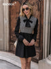 BKMGC Black Mini Dress Elegant Casual Autumn A-Line Bow Collar Patchwork Grid Women Long Sleeve Party Clothes 2001