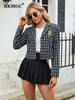 BKMGC Black Plaid Women Jacket and Blazer Spring Autumn Office Lady Slim Business Suit Streetwear Short Women Coat 6911
