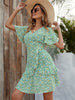 BKMGC Boho Mini Dress Bohemian For Women 2023 Summer Thin Ruffle Tiered Mint Green Small Flowers Floral Printed Clothing 6530