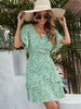 BKMGC Boho Mini Dress Bohemian For Women 2023 Summer Thin Ruffle Tiered Mint Green Small Flowers Floral Printed Clothing 6530