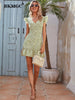 BKMGC Boho Printed Dress Women Dresses Summer 2023 Design Women's Sleeveless V-neck Ruffled Red Mini Dress Elegant 6161