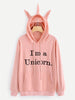 BKMGC  Cute Solid Pink Letters Printed Unicorn 3D Horn Hoodie 2023 Autumn Winnter Women Pullover Hooded Sweatshirt Jacket Top