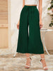 BKMGC Dark Green Loose Wide Leg Calf-Length Folds Elastic Lace Tie High Waist Pants For Women Autumn Office Lady Causal 5062