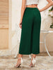 BKMGC Dark Green Loose Wide Leg Calf-Length Folds Elastic Lace Tie High Waist Pants For Women Autumn Office Lady Causal 5062