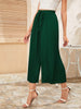 BKMGC Dark Green Loose Wide Leg Calf-Length Folds Elastic Lace Tie High Waist Pants For Women Autumn Office Lady Causal 5062