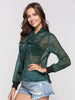 BKMGC Half Transparent See Through Sexy Women Chiffon Long Sleeves Tie Bow Neckline Collar Bright Silk Thin Green Blouse Tops