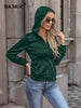 BKMGC Jacket Hoodie Zipper Women Solid Color Casual Zip Waist Lantern Sleeve Green Hooded Coat Korean Hoodie Jacket Women 2009