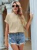 BKMGC Khaki Tops Grandad Collar Button Up Short Sleeve Minimalism Casual Office Ladied Style Blouses Shirt for Female Women 2655