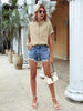 BKMGC Khaki Tops Grandad Collar Button Up Short Sleeve Minimalism Casual Office Ladied Style Blouses Shirt for Female Women 2655