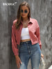 BKMGC Korean Style Solid Classic Loose Shirts Blouse Women Daily All-match Lapel Short Coat Single Breasted Blouse Tops Women
