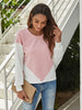 BKMGC Pink White Patchwork O-Neck Long Sleeve Loose Fit Pullover T Shirt For Women Autumn Top Casual Office Lady Clothing #5593