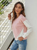 BKMGC Pink White Patchwork O-Neck Long Sleeve Loose Fit Pullover T Shirt For Women Autumn Top Casual Office Lady Clothing #5593