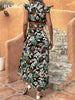 BKMGC Plant Floral Printed Flutter Sleeve Wrap-over Top & Split Long Maxi Skirt Suite Summer Sexy Two Pieces Set For Women 2801