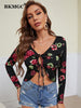 BKMGC Sexy Shirts For Women Summer Printed Chest Collar Strap Casual Loose Female Top Clubwear Women Tops 2023 Blouses 6796