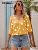 BKMGC Shirts For Women 2023 Summer Printed Wave Dot Casual  Female Top Women Clothing Tops and Blouse Loose Fit femininas 6276