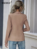 BKMGC Simple Black Champagne Elegant Casual Blazer Women Jacket Spring Autumn V-neck Tie Waist Suit Coat Office Lady Outfits