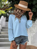 BKMGC Solid Pink Light Blue Brown White Long Lantern Sleeve V Neck Spring Autumn Serie Lace Hollow Chiffon Shirt For Women 2515
