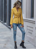 BKMGC Solid Yellow Elegant Blazer Jacket Suite for Women Spring Autumn V-neck Tie Knot Waist Coat Office Lady Daily Clothing