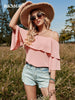 BKMGC Strap Tops Off Shoulder Straight Neck Ruffle Layers Tiered Loose Shirts For Women 2023 Summer Chiffon Blouses 2628