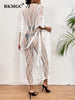 BKMGC Sunscreen Women Cardigan White Lace Seaside Holiday Jacket Bikini Half Transparent Blouse Beach Cover Up 2808