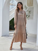 BKMGC Tiered Maxi Dress Champagne Tan Tie Neck Ascot Neckline Long Sleeve Ruffle Elegant Office Lady Autumn Dailywear Dresses