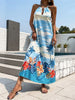 BKMGC Tropical Plant PalmTree Floral Printed Sleeveless Halter Hollowed Out Collar Women Long Maxi Dress Boho Summer Beachwear