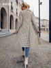 BKMGC Women Jacket and Blazer Autumn Plaid Suit Long Coat Single Breasted Casual Long Women Jacket Spring 2023 2205