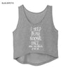 Clothing Women's Black Funny Shirts White I TRIED BEING NORMAL Letters Print Summer Sleeveless Grey Crop Tank Tops