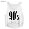 Fashion New 90's Print Cotton Funny Tanks Cropped Tops Casual Black White Top Tee Women Summer T shirt Sleeveless Vest