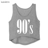 Fashion New 90's Print Cotton Funny Tanks Cropped Tops Casual Black White Top Tee Women Summer T shirt Sleeveless Vest