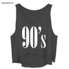 Fashion New 90's Print Cotton Funny Tanks Cropped Tops Casual Black White Top Tee Women Summer T shirt Sleeveless Vest