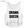 Fashion Street Casual White Tank Tops Sleeveless Summer Women DRMA QUEEN Cropped Tees Camisole Black Short Vest