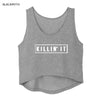 Tank Tops Women Killin It Letter Print Sporting Fitness Vest Sleeveless Crop Top