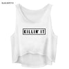 Tank Tops Women Killin It Letter Print Sporting Fitness Vest Sleeveless Crop Top