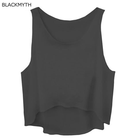 Women's Summer Sleeveless Blank Crop Tops Fem Tanks Top Tee