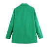 BLSQR Autumn Women's Blazer Jacket Casual Green Double Breasted Pocket Decorative Coat Elegant Tops