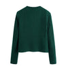 BLSQR Green Elegant Blazers Women O-neck Vintage Chic Crop Outwear Tops Female Single Breasted Pockets Blazer Lady
