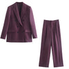 BLSQR Purple Elegant Blazers Women Double Breasted Straight Jackets Female Vintage Chic Casual Outwear Tops Lady