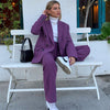 BLSQR Purple Elegant Blazers Women Double Breasted Straight Jackets Female Vintage Chic Casual Outwear Tops Lady