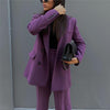 BLSQR Purple Elegant Blazers Women Double Breasted Straight Jackets Female Vintage Chic Casual Outwear Tops Lady