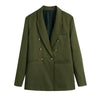 BLSQR Solid Casual Blazers Women Double Breasted Elegant Blazer Coat Office Lady 2022 Vintage Chic Straight Jackets Female