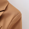 BLSQR Solid Elegant Blazer Coat Office Lady Double Breasted Vintage Jackets Women Straight Casual Outwear Tops Female